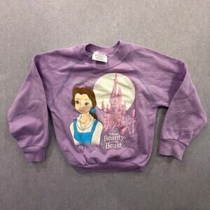 Disney Beauty and the Beast Belle Sweatshirt Purple Vintage USA Kids 5 6 Girls